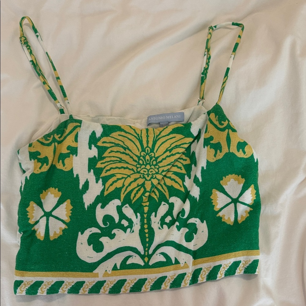 ANTONIO MELANI Green and Yellow Floral Top